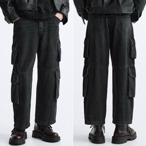 Men’s Zara Utility Cargo Jeans Size 31 - Black